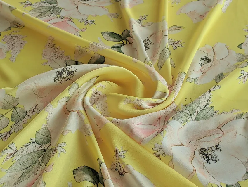 Шовк Армані сад півоній, жовтий - фото 1 - інтернет-магазин tkani-atlas.com.ua