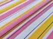 Креп віскоза малюнок три смужки, рожево-жовтий на білому - інтернет-магазин tkani-atlas.com.ua