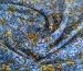 Твил рисунок цветочная абстракция, горчица на голубом - фото 3 - интернет-магазин tkani-atlas.com.ua