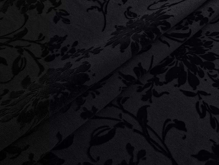 Оптимус флок осенний сад, черный на черном - фото 1 - интернет-магазин tkani-atlas.com.ua