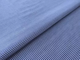 Поплін сорочечний смужка 1 мм, синій на білому - інтернет-магазин tkani-atlas.com.ua