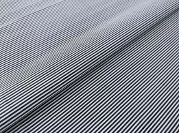 Поплін сорочечний смужка 1 мм, чорний на білому - інтернет-магазин tkani-atlas.com.ua