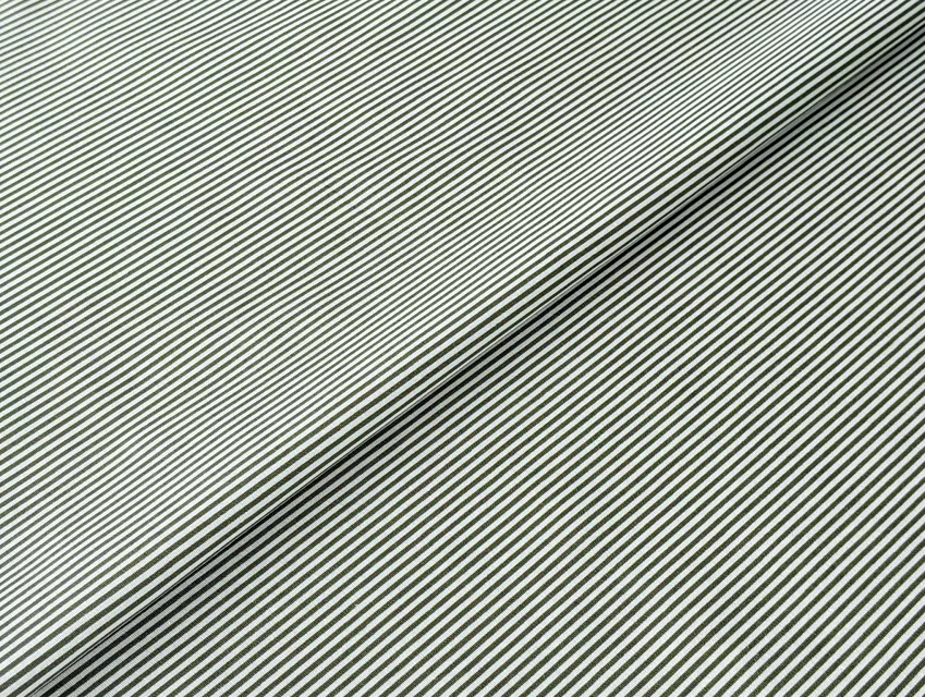 Поплін сорочечний смужка 1 мм, хакі на білому - фото 1 - інтернет-магазин tkani-atlas.com.ua