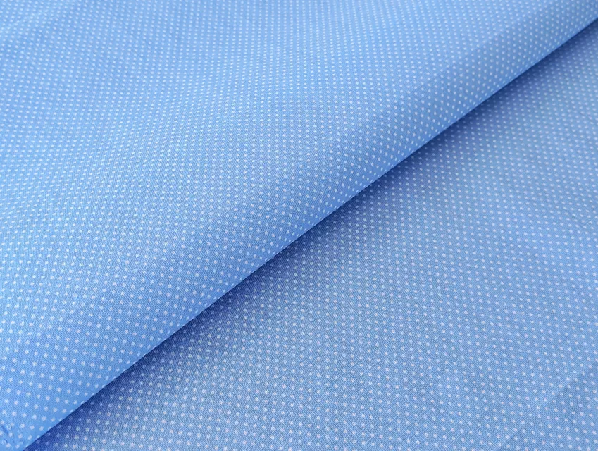 Поплін сорочечний горошки 1 мм, блакитний - фото 1 - інтернет-магазин tkani-atlas.com.ua
