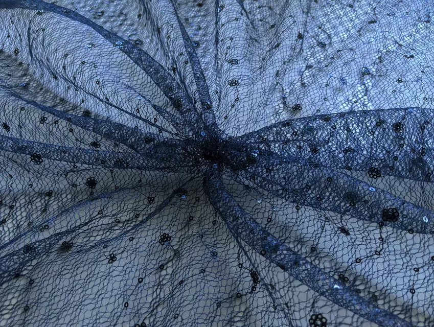 Фатин з паєтками павутинка, темно-синій - фото 1 - інтернет-магазин tkani-atlas.com.ua