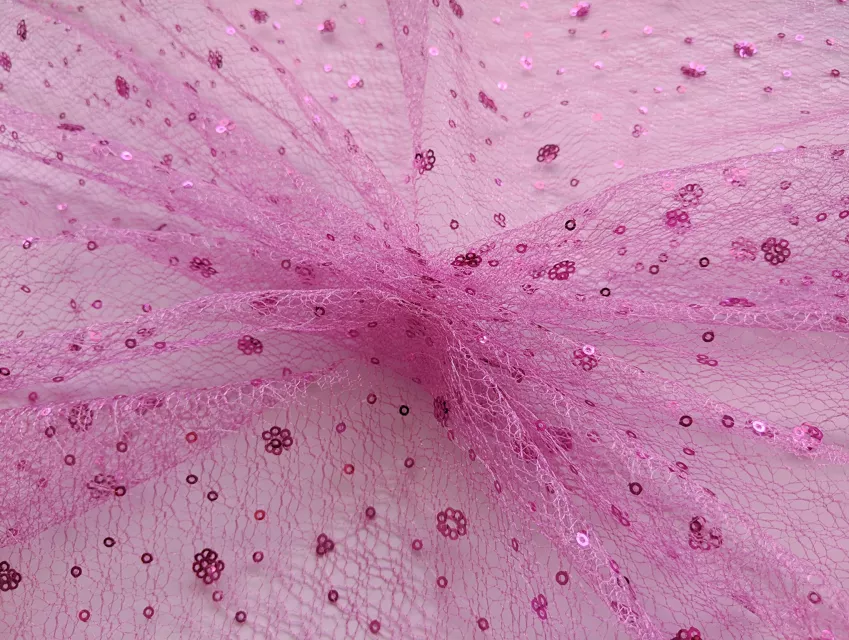 Фатин з паєтками павутинка, рожевий - фото 1 - інтернет-магазин tkani-atlas.com.ua