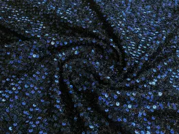 Сітка з люрексом і паєтками, синій на чорному - інтернет-магазин tkani-atlas.com.ua