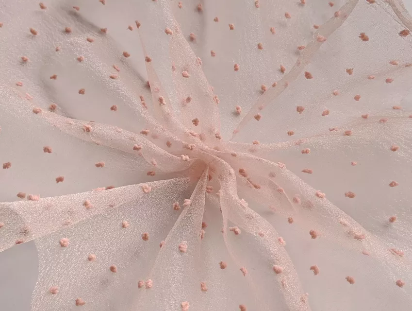 Органза горох, персиковий - фото 1 - інтернет-магазин tkani-atlas.com.ua