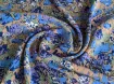 Креп шовковий квіти, блакитні на бежевому - інтернет-магазин tkani-atlas.com.ua
