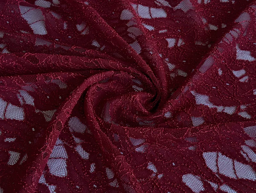 Гіпюр блиск великий орнамент, бордо - фото 1 - інтернет-магазин tkani-atlas.com.ua