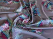 Шовк Армані райдужні квіти, бежево-ліловий - інтернет-магазин tkani-atlas.com.ua