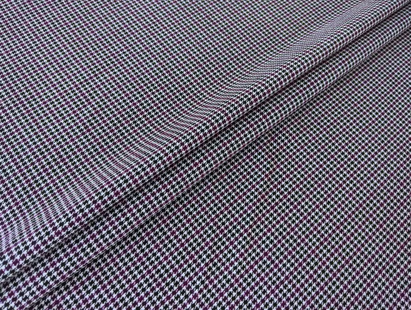 Костюмний Тіар гусяча лапка 2 мм, чорно-білий із фіолетовим - фото 1 - інтернет-магазин tkani-atlas.com.ua