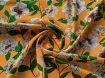 Штапель твил цветочная композиция, морковный - интернет-магазин tkani-atlas.com.ua