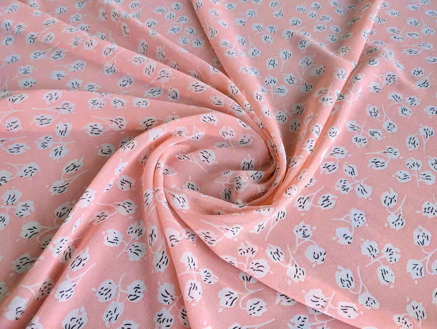 Шифон креповый цветочная нежность, пудренный розовый - фото 1 - интернет-магазин tkani-atlas.com.ua