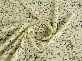 Шифон креповий польова композиція, лимонний - інтернет-магазин tkani-atlas.com.ua