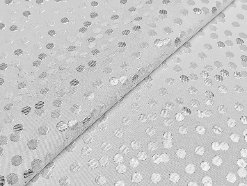 Жаккард парча горошки, срібло - фото 1 - інтернет-магазин tkani-atlas.com.ua