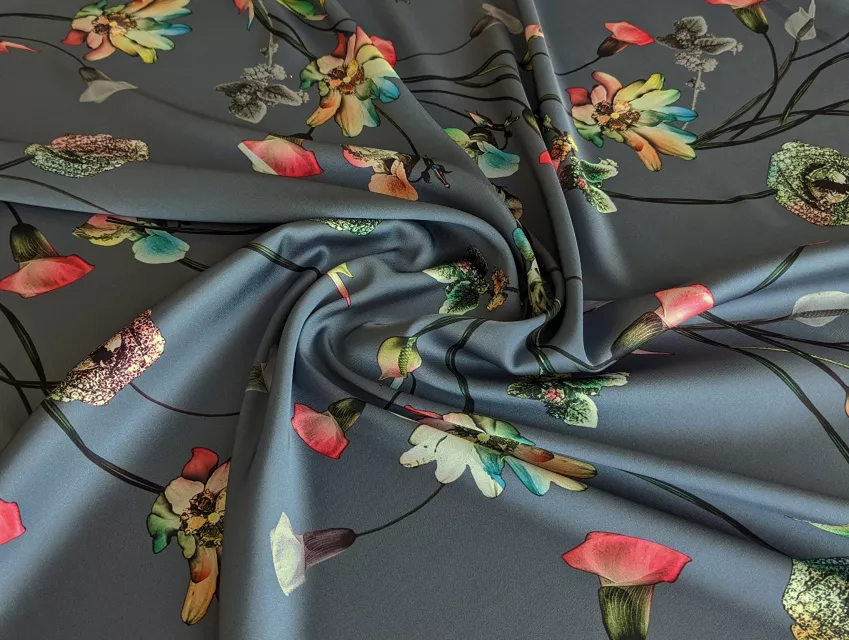 Шовк Армані квіткове плетіння, сірий - фото 1 - інтернет-магазин tkani-atlas.com.ua