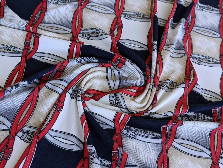 Трикотаж масло геометричні ремінці, темно-синій з червоним - фото 1 - інтернет-магазин tkani-atlas.com.ua