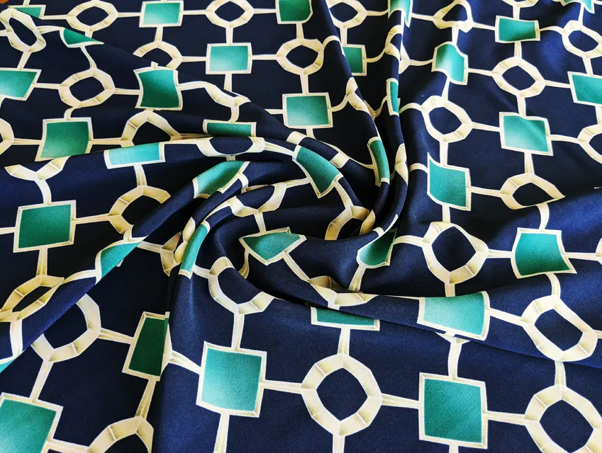Софт геометрична сітка, смарагдовий на темно-синьому - фото 1 - інтернет-магазин tkani-atlas.com.ua