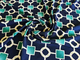 Софт геометрична сітка, смарагдовий на темно-синьому - інтернет-магазин tkani-atlas.com.ua