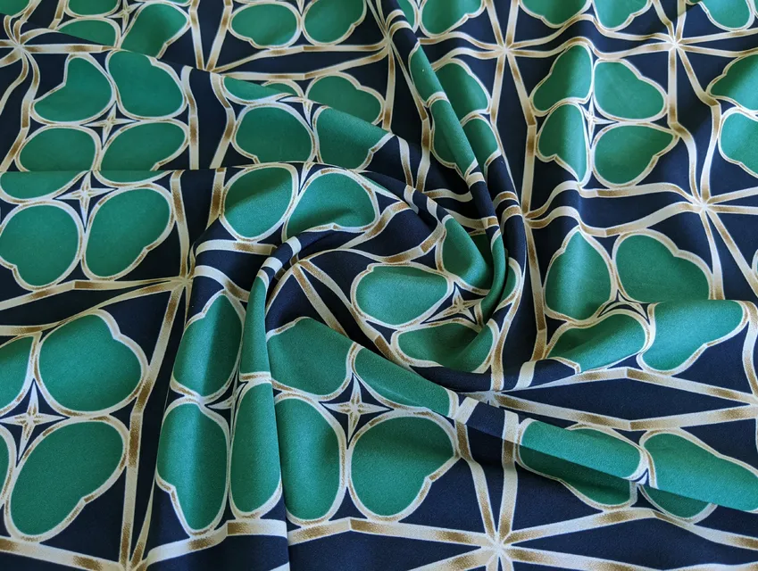 Софт геометрична романтика, смарагдовий - фото 1 - інтернет-магазин tkani-atlas.com.ua
