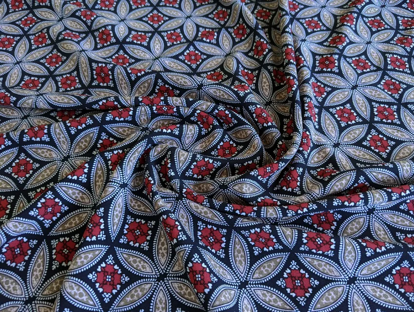 Софт геометрична мозаїка, бордовий з бежевим - фото 1 - інтернет-магазин tkani-atlas.com.ua