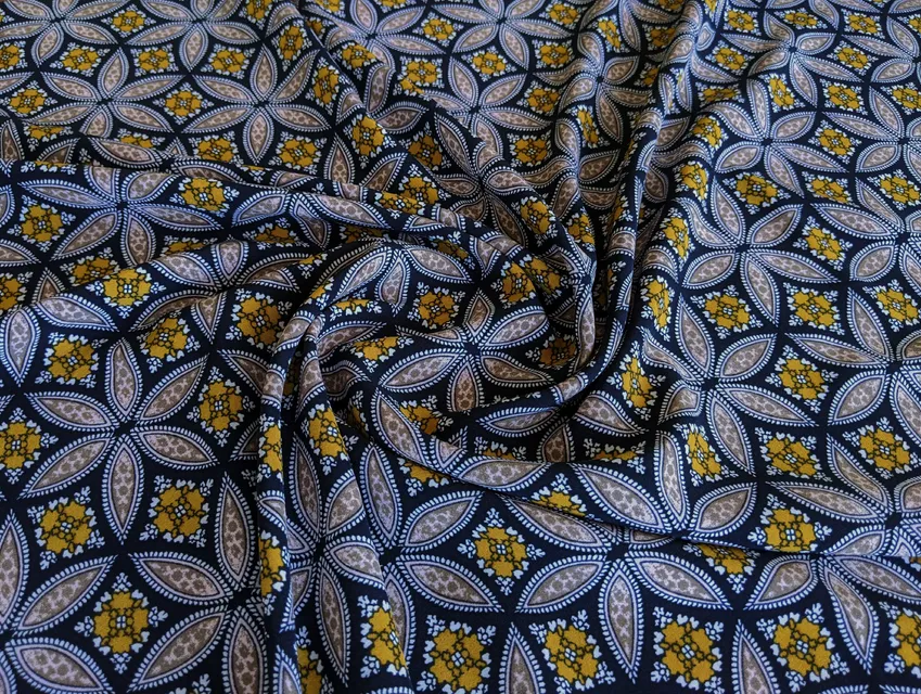 Софт геометрична мозаїка, гірчиця з бежевим - фото 1 - інтернет-магазин tkani-atlas.com.ua