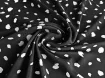 Твил рисунок неравномерные горошки, белые на черном - интернет-магазин tkani-atlas.com.ua