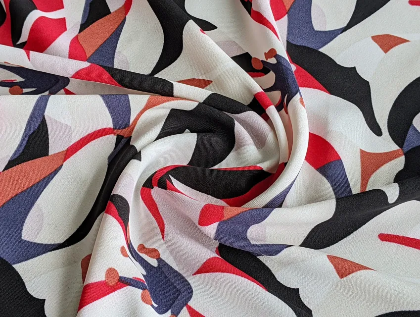 Твіл малюнок великі квіти, чорно-червоний - фото 1 - інтернет-магазин tkani-atlas.com.ua