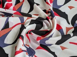 Твіл малюнок великі квіти, чорно-червоний - інтернет-магазин tkani-atlas.com.ua