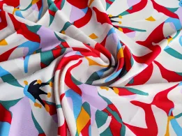 Твіл малюнок великі квіти, червоно-бузковий - інтернет-магазин tkani-atlas.com.ua