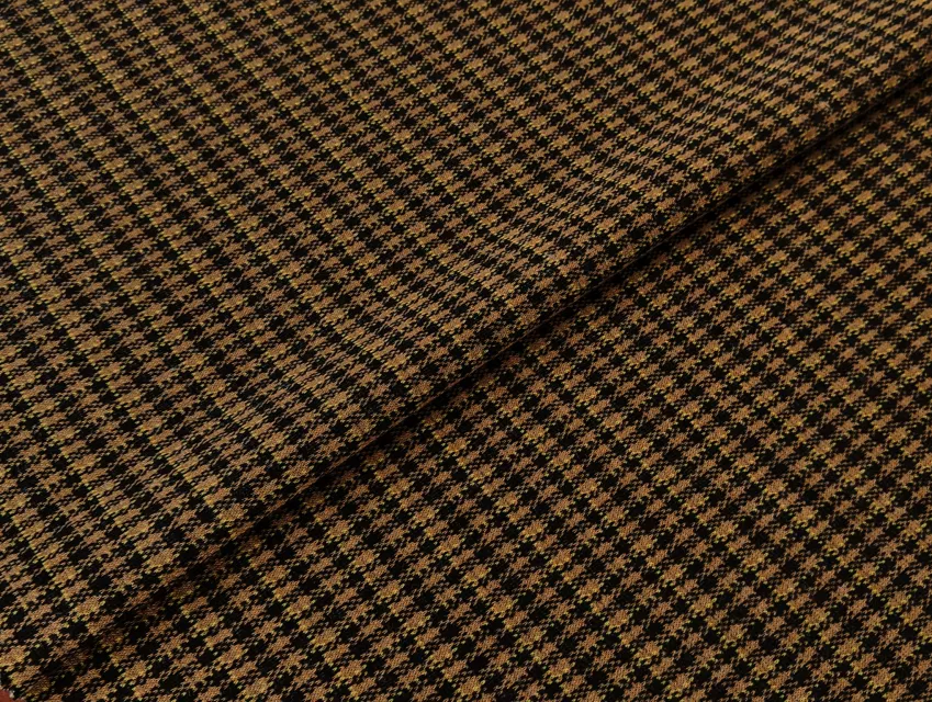 Трикотаж віскоза дрібна клітинка, коричнево-рудий - фото 1 - інтернет-магазин tkani-atlas.com.ua