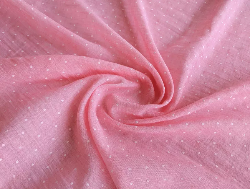 Тонкий коттон марлевка горошек 2 мм, розовый - фото 1 - интернет-магазин tkani-atlas.com.ua