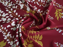 Креп шовковий веснянний сад, бордо - інтернет-магазин tkani-atlas.com.ua