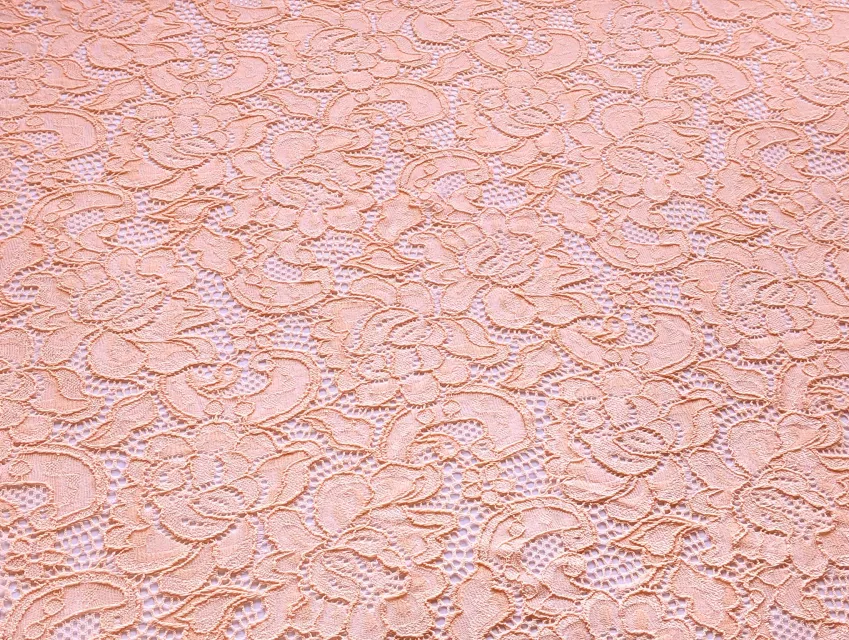 Гипюр стрейч Классика кружевной цветок, персиковый - фото 1 - интернет-магазин tkani-atlas.com.ua