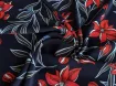 Креп шелковистый крупные цветы, красные на темно-синем - интернет-магазин tkani-atlas.com.ua