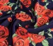 Креп шовковий троянди, темно-синій - фото 1 - інтернет-магазин tkani-atlas.com.ua