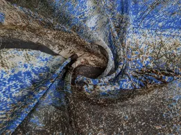 Шифон брызги акварели, синий с коричневым - интернет-магазин tkani-atlas.com.ua