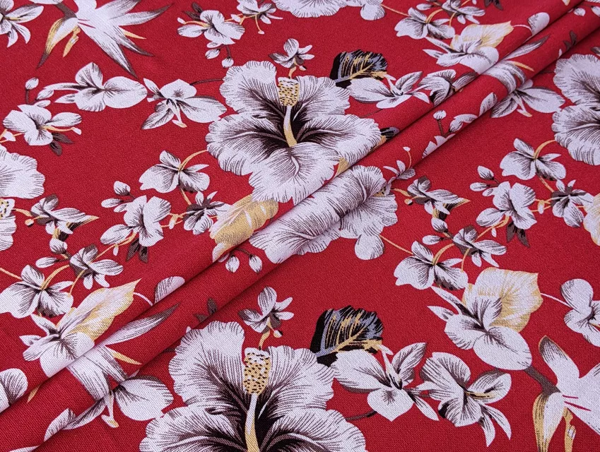 Льон з віскозою липневий букет, бордо - фото 1 - інтернет-магазин tkani-atlas.com.ua