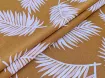Лен с вискозой пальмовые листья, белые на горчичном - интернет-магазин tkani-atlas.com.ua