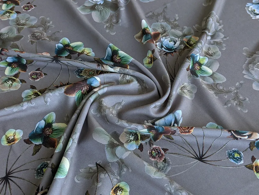 Дона креп півонії, сірий - фото 1 - інтернет-магазин tkani-atlas.com.ua