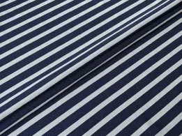 Лен с вискозой полоска 10 мм, темно-синий на белом - интернет-магазин tkani-atlas.com.ua