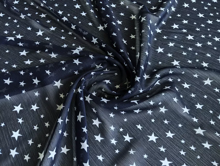 Шифон рисунок звездное небо, темно-синий - фото 1 - интернет-магазин tkani-atlas.com.ua