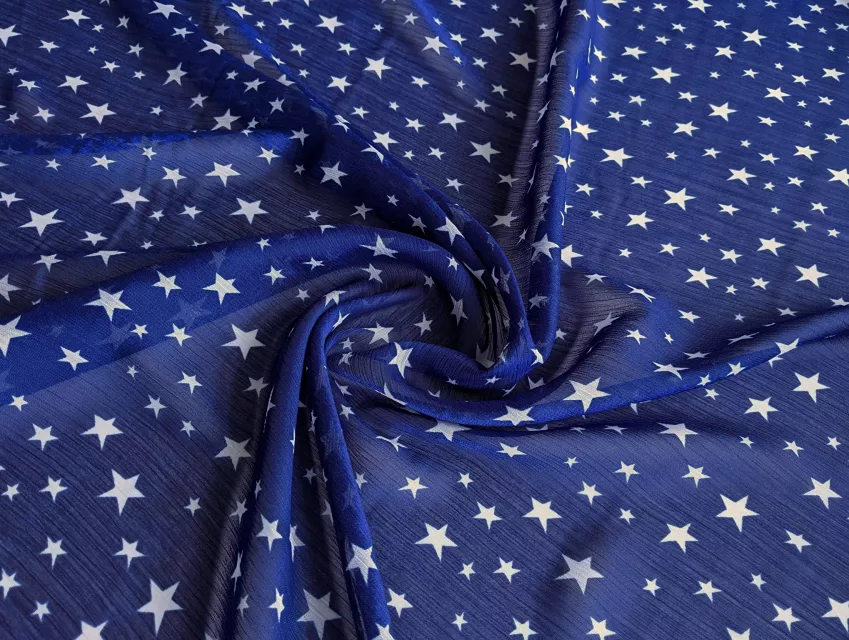 Шифон рисунок звездное небо, синий - фото 1 - интернет-магазин tkani-atlas.com.ua