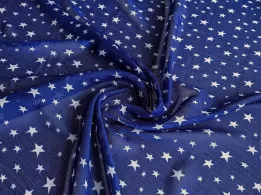 Шифон рисунок звездное небо, синий - интернет-магазин tkani-atlas.com.ua