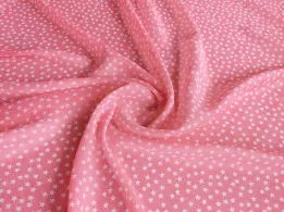 Шифон малюнок зорі, рожевий - інтернет-магазин tkani-atlas.com.ua