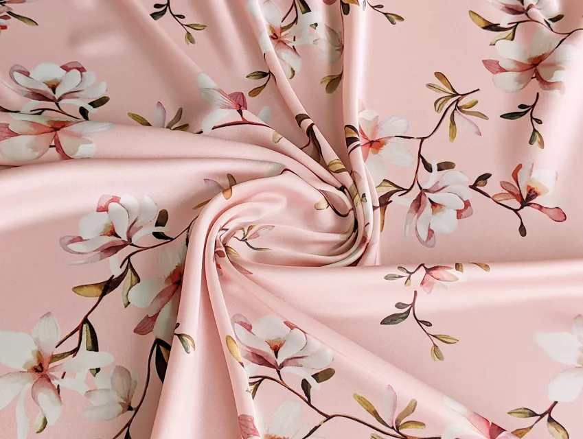 Шелк Армани весенний сад, пудренный розовый - фото 1 - интернет-магазин tkani-atlas.com.ua