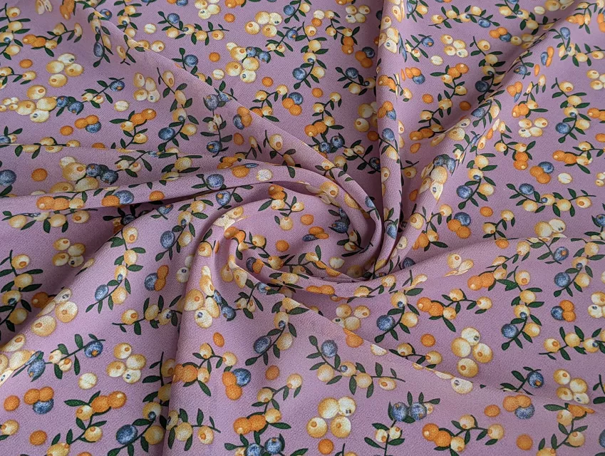 Шифон креповий лісові ягоди, чайна троянда - фото 1 - інтернет-магазин tkani-atlas.com.ua