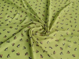 Шифон креповий польові квіти, салатовий - інтернет-магазин tkani-atlas.com.ua