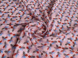Шифон креповый цветочная абстракция, персиковый - интернет-магазин tkani-atlas.com.ua